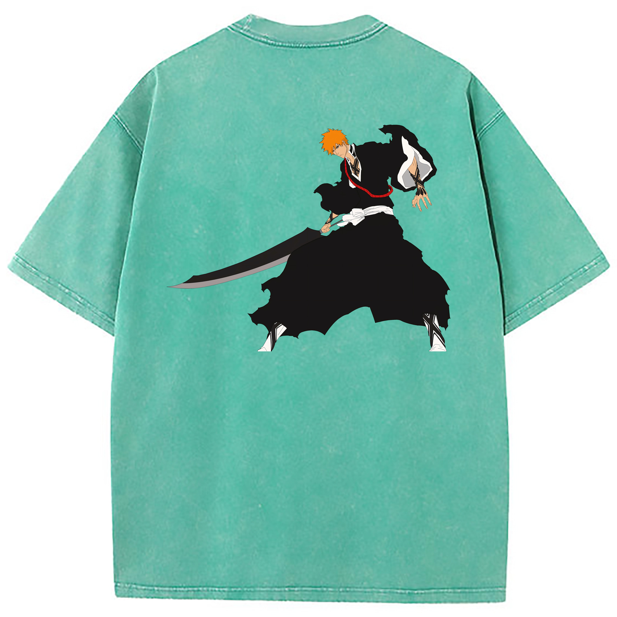 （画像用） ブリーチ 黒崎一護（くろさき いちご）BLEACH Kurosaki Ichigo 綿100% ヴィンテージ風 半袖Tシャツ（背面プリント）